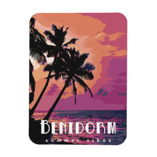 Benidorm Spain Watercolor Beach Magnet