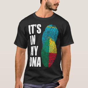 Benin And Kazakhstani Mix DNA Heritage Flag T-Shirt