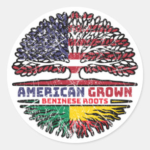 Benin Beninese American USA Tree Roots Flag Classic Round Sticker