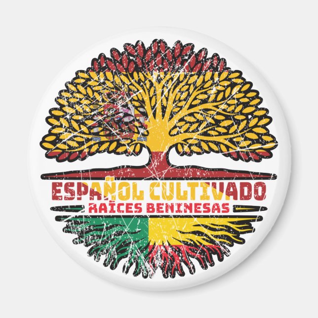 Benin Beninese Spanish Spain Tree Roots Flag Magnet (Front)