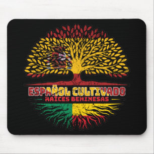 Benin Beninese Spanish Spain Tree Roots Flag Mouse Pad