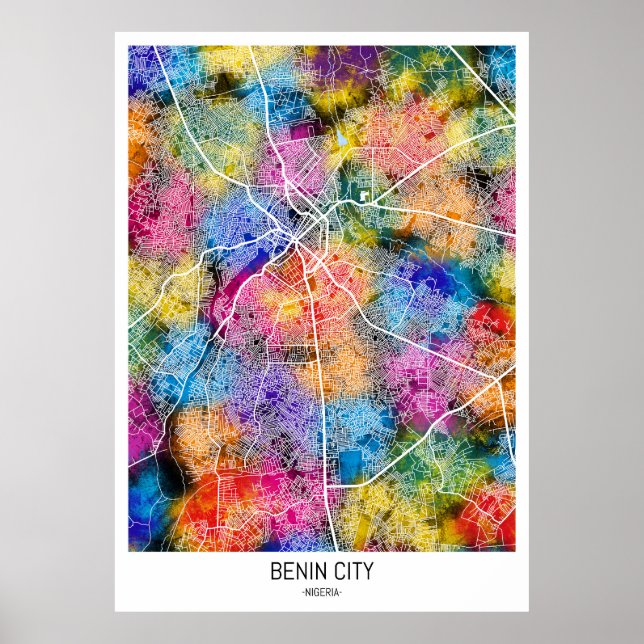 Benin City Nigeria City Map Poster (Front)