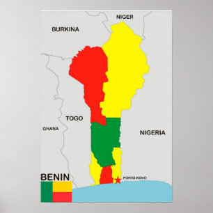 benin country map flag poster