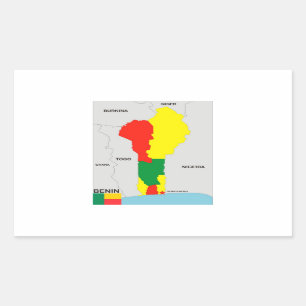 benin country map flag rectangular sticker