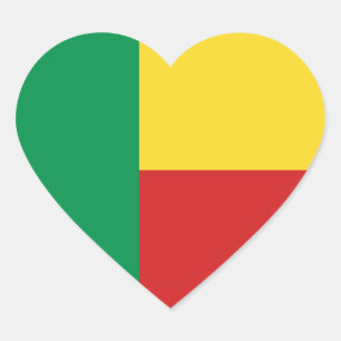 Benin Flag Heart Sticker