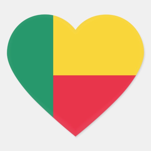 Benin Flag Heart Sticker (Front)