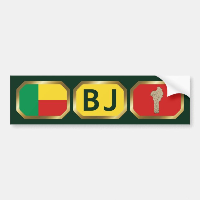Benin Flag Map Code Bumper Sticker (Front)