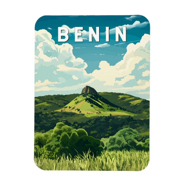 Benin Illustration Travel Art Vintage Magnet (Vertical)