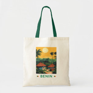 Benin Sunset Illustration Travel Art Vintage Tote Bag