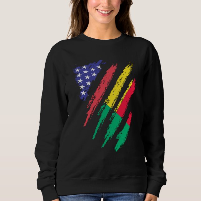 Beninese American Patriot Grown Heart Flag Stripes Sweatshirt (Front)