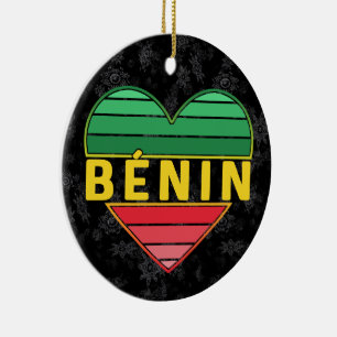 Beninese Heart, I Love Benin Christmas Ceramic Tree Decoration