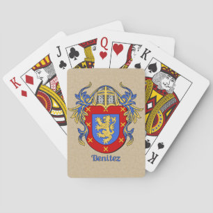 Benitez Heraldic Shield with Mantling Playing Cards