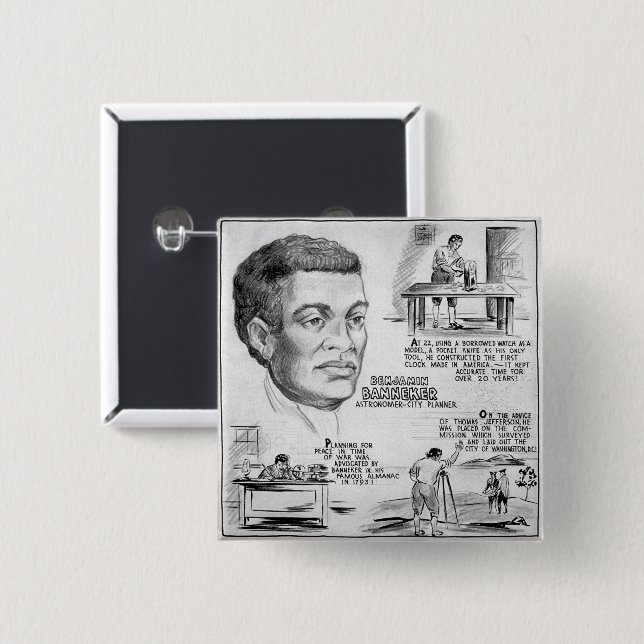 Benjamin Banneker: Black Scientist & Revolutionary 15 Cm Square Badge (Front & Back)