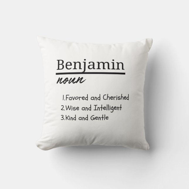 Benjamin, Boy Personalised Name Definition Cushion (Front)