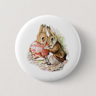 Benjamin Bunny and Peter Rabbit plan their raid 6 Cm Round Badge