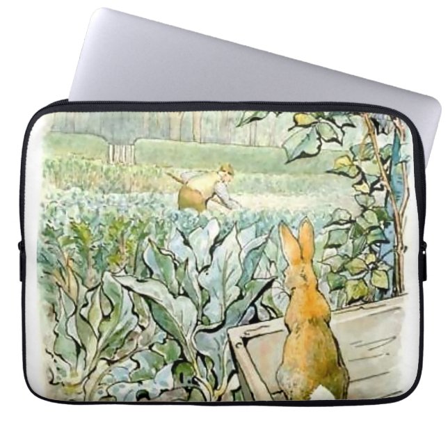 “Benjamin Bunny Watches Farmer Brown” by Beatrix P Laptop Sleeve (Front)