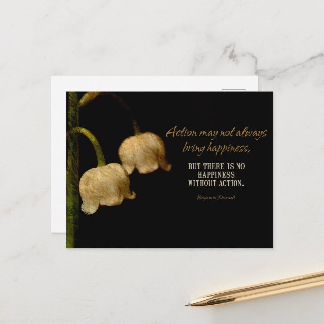 Benjamin Disraeli Inspirational Quote "Happiness" Postcard (Front/Back In Situ)