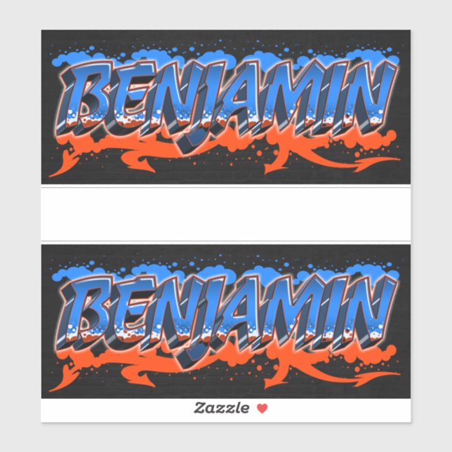 Benjamin First Name Graffiti Sticker (Sheet)