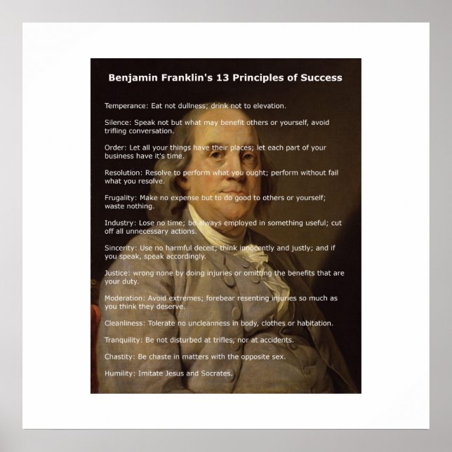 Benjamin Franklin 13 Principles of Success Poster (Front)