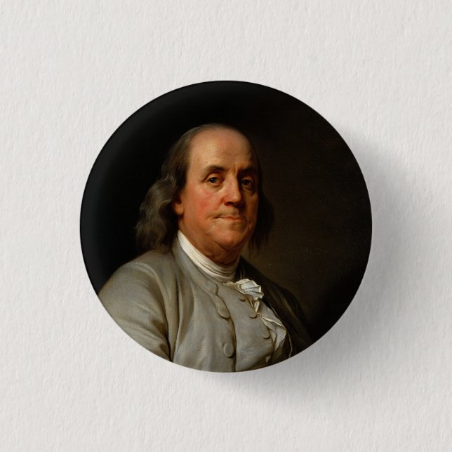 BENJAMIN FRANKLIN 3 CM ROUND BADGE (Front)