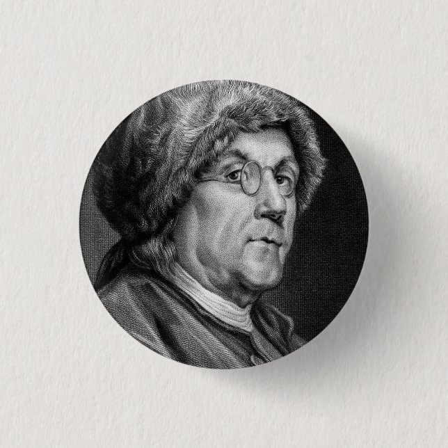 BENJAMIN FRANKLIN 3 CM ROUND BADGE (Front)