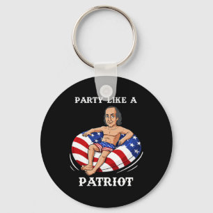 Benjamin Franklin 4th Of July USA Patriot Fun  Key Ring