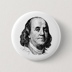 Benjamin Franklin 6 Cm Round Badge