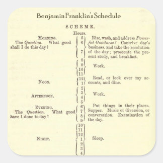 Benjamin Franklin Autobiography Schedule stickers