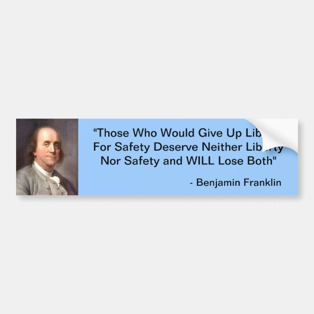 Benjamin Franklin Bumper Sticker (Front)