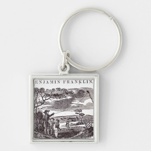 Benjamin Franklin  Conducts his Kite Experiment Key Ring (Front)