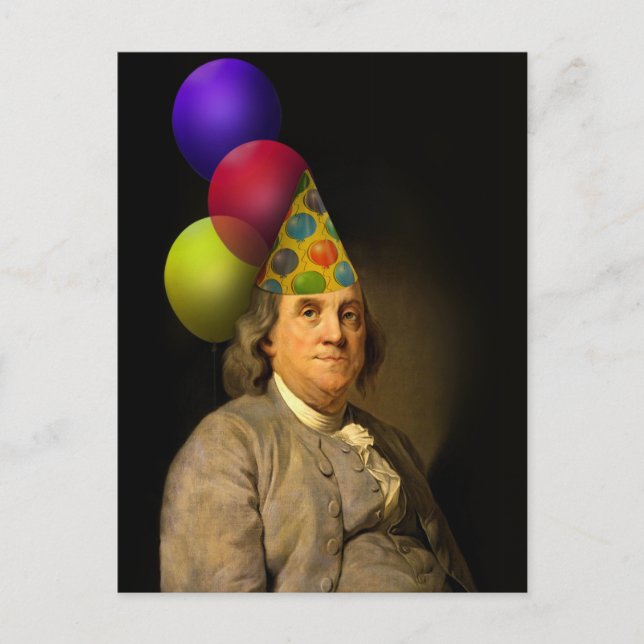 Benjamin Franklin Happy Birthday Postcard (Front)