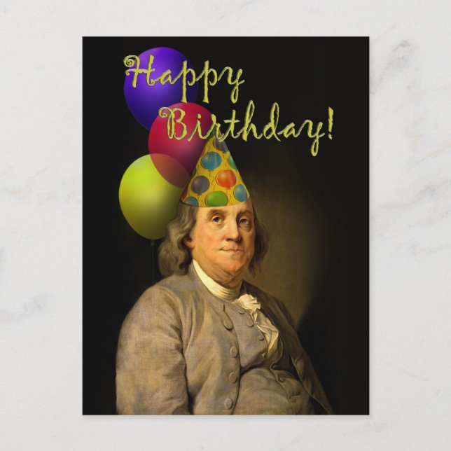 Benjamin Franklin Happy Birthday Postcard (Front)
