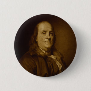 Benjamin Franklin Head and Shoulders Portrait 6 Cm Round Badge