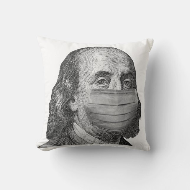 Benjamin Franklin in mask Cushion (Front)