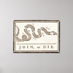 Benjamin Franklin "Join or Die" Cartoon Poster Canvas Print