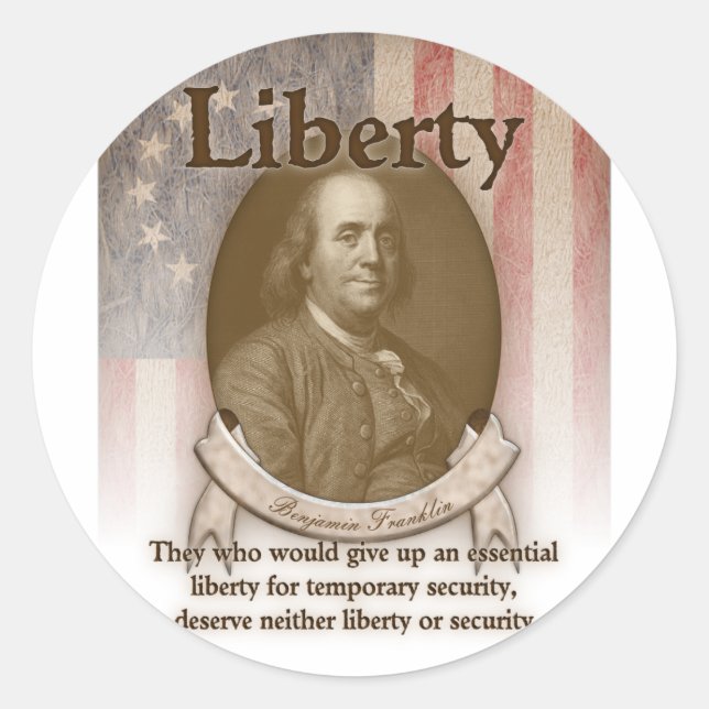 Benjamin Franklin – Liberty Classic Round Sticker (Front)