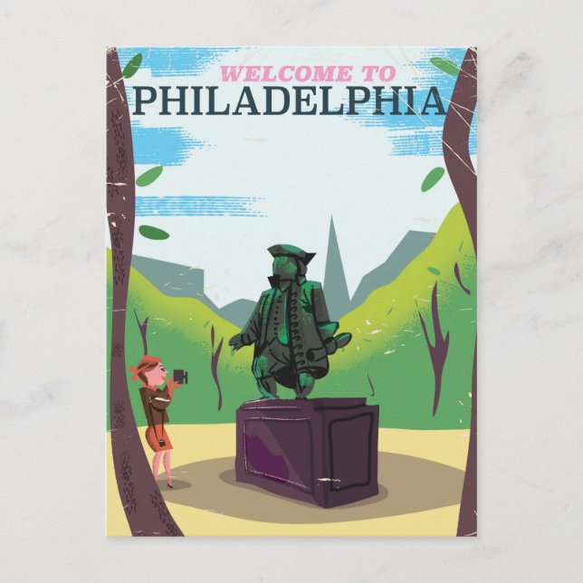 Benjamin Franklin Philadelphia cartoon Postcard (Front)