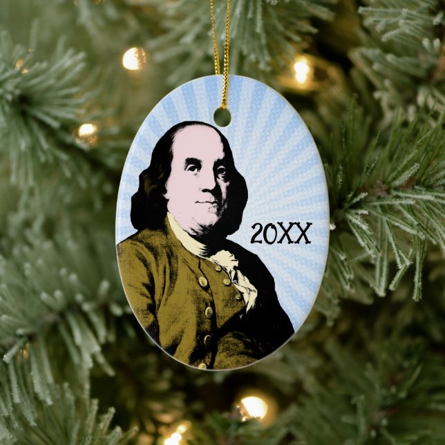 Benjamin Franklin Pop Art Style Ceramic Tree Decoration (Tree)