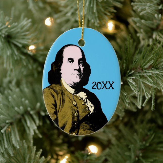 Benjamin Franklin Pop Art Style Ceramic Tree Decoration (Tree)
