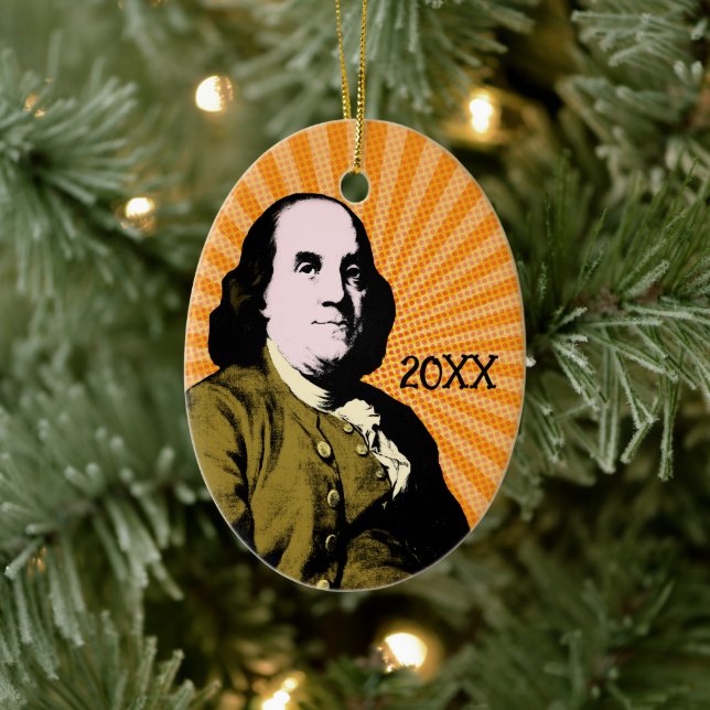 Benjamin Franklin Pop Art Style Ceramic Tree Decoration (Tree)