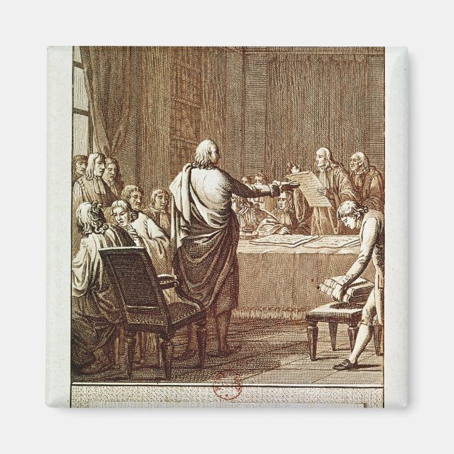 Benjamin Franklin Presenting his Opposition Magnet (Front)