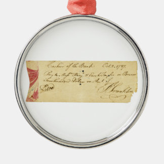 Benjamin Franklin Signed Check October 2, 1787 Metal Tree Decoration