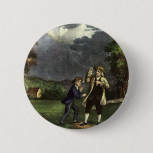Benjamin Franklin's Kite and Lightning Experiment 6 Cm Round Badge
