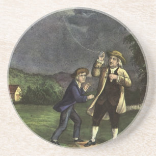 Benjamin Franklin's Kite and Lightning Experiment Coaster