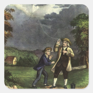 Benjamin Franklin's Kite and Lightning Experiment Square Sticker