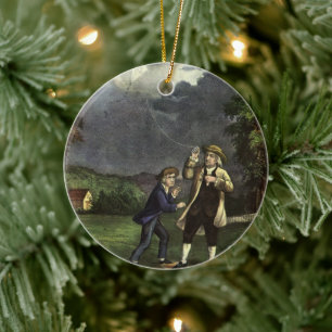 Benjamin Franklin's Lightning and Kite Experiment Ceramic Tree Decoration