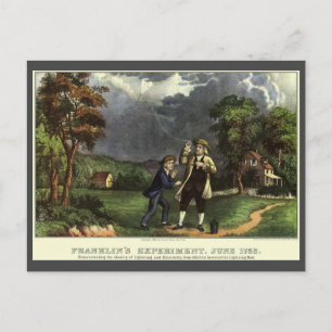 Benjamin Franklin's Lightning and Kite Experiment Postcard
