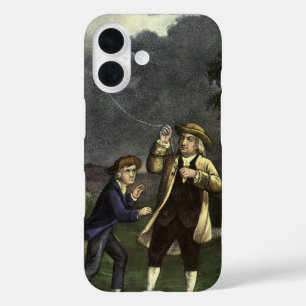 Benjamin Franklin's Lightning with Kite Experiment iPhone 16 Case