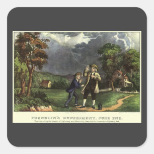Benjamin Franklin's Lightning with Kite Experiment Square Sticker
