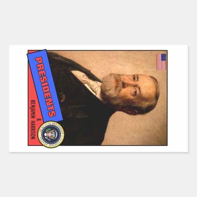Benjamin Harrison Baseball Card Rectangular Sticker (Front)